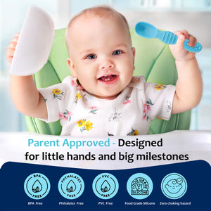 Chic Buddy Ultra Care Training Spoon Set,Silicone Baby Spoon,Silicone Spoon for Baby, BPA-Free, Soft, Gum-Friendly Design, Ideal for Self-Feeding & Teething Relief, Dual-Sided Spoon.