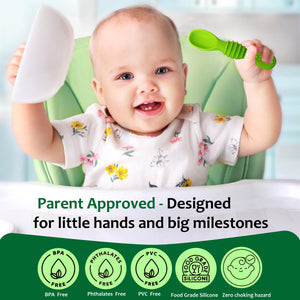 Chic Buddy Ultra Care Training Spoon Set,Silicone Baby Spoon,Silicone Spoon for Baby, BPA-Free, Soft, Gum-Friendly Design, Ideal for Self-Feeding & Teething Relief, Dual-Sided Spoon.