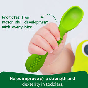 Chic Buddy Ultra Care Training Spoon Set,Silicone Baby Spoon,Silicone Spoon for Baby, BPA-Free, Soft, Gum-Friendly Design, Ideal for Self-Feeding & Teething Relief, Dual-Sided Spoon.